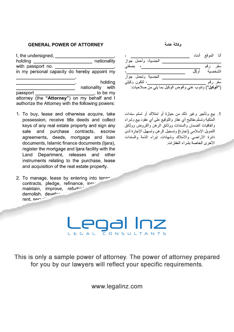 General Power Of Attorney Sample